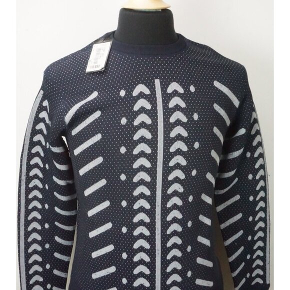 Giorgio Armani Black Label Blue Skeleton Viscose Blend Sweater Sz 48 NEW